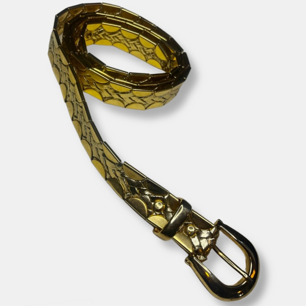 Vintage gold braided belt with metal accents